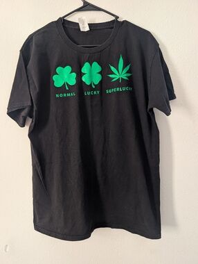 Hanes Black Tee with Red Logo Tag
